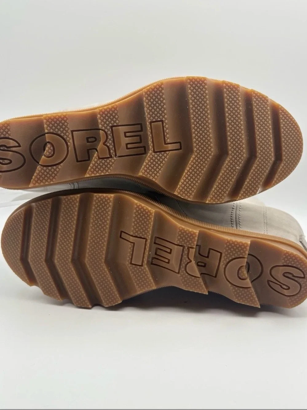 Sorel Taupe Wedge Lace-Up Boots with Gum Sole